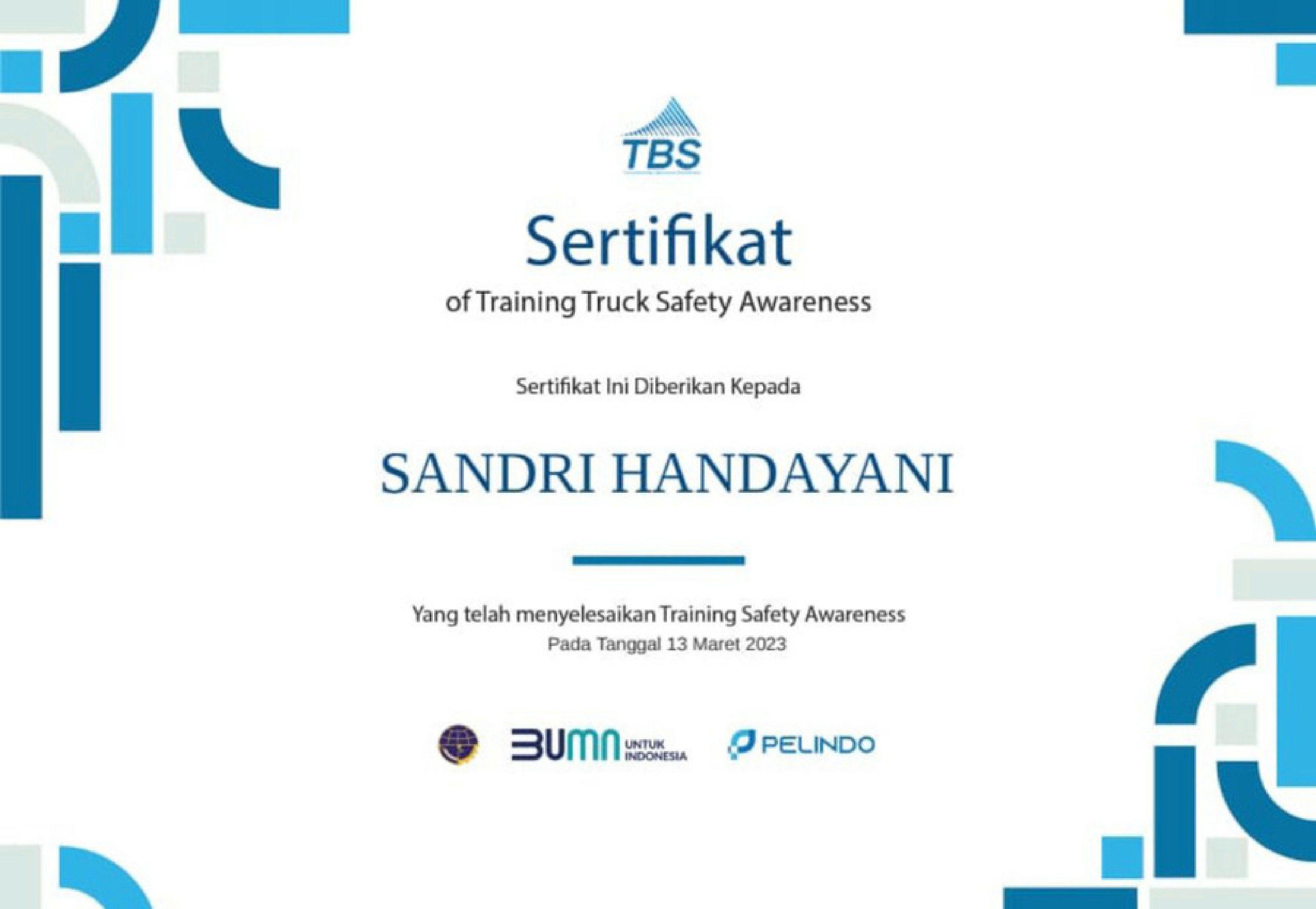 Sertifikat Keselamatan Berkendara PT. Prabu Rafasya Trans